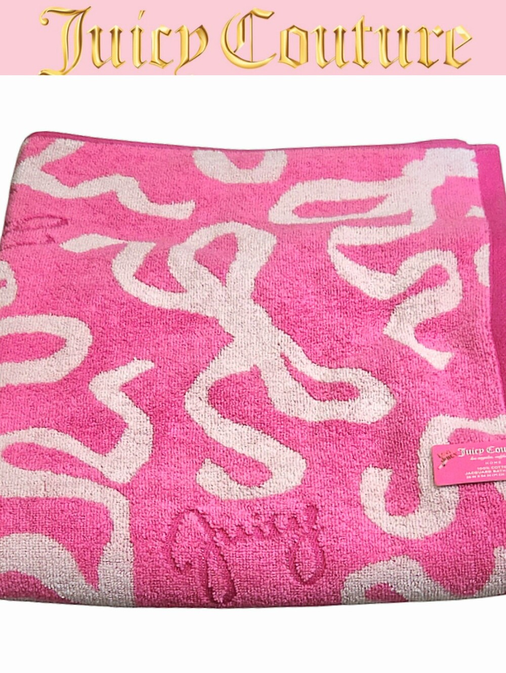 Juicy Couture Home Signature Logo Bows Patterned Bath Towel
